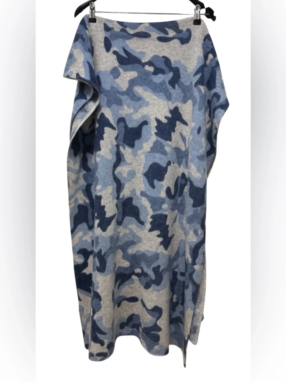 Blue Camouflage Cashmere Oversized Scarf Cape Wrap Travel Blanket Wrap 28”x76”